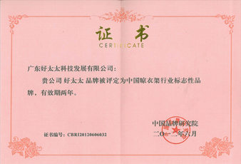 哈哈体育蝉联中国晾衣架行业标志性品牌